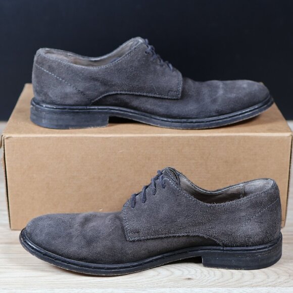 AllSaints Apollo Derby Shoes Mens Size 10 Gray Black Dress Casual Suede Leather - Picture 2 of 8